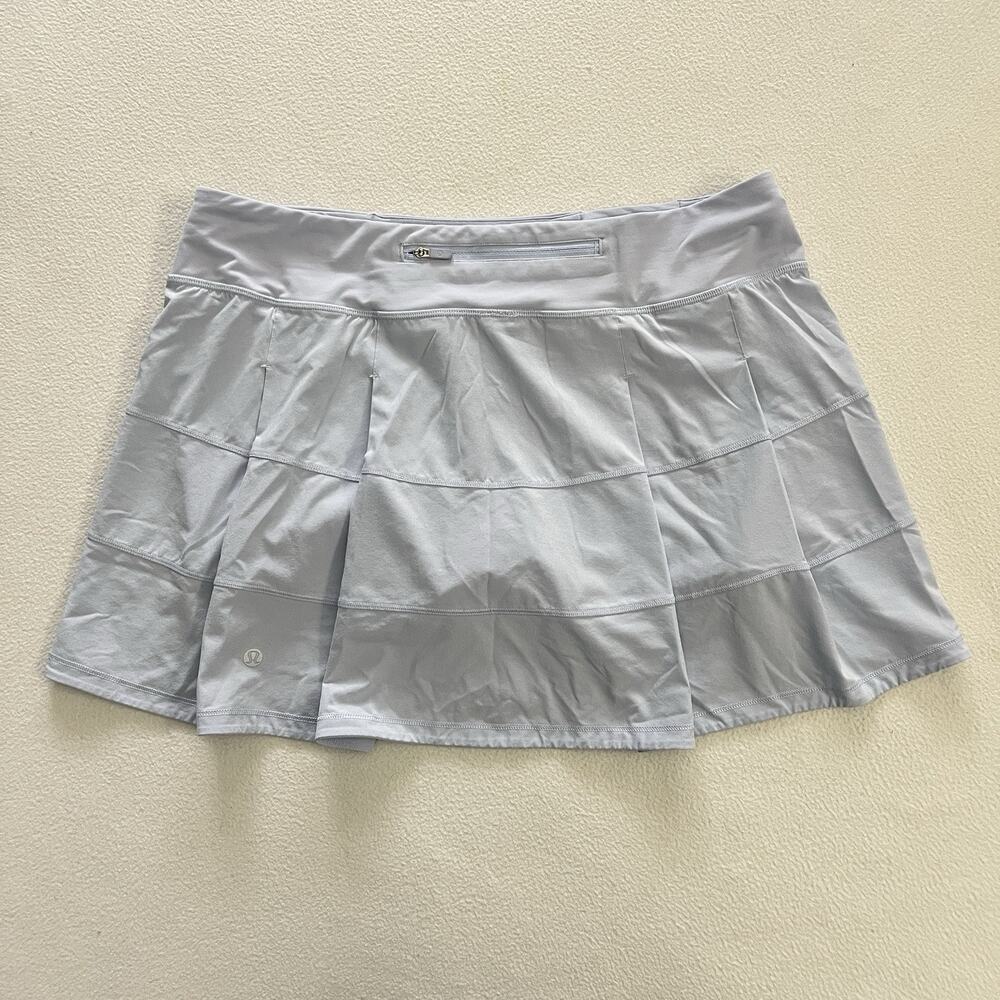Lululemon Women Pastel Blue Pace Rival Mid-Rise Skirt Tennis Golf Skort Long 10